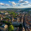 vue aérienne de limoges, soleil et ciel bleu