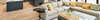 Salon avec canapé beige et coussins cosy couleur jaune